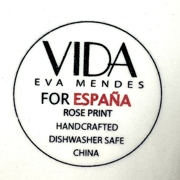 Eva Mendes VIDA Rose Print for ESPANA 15 " x 6.75" Divided Relish Plate-Mint! - Picture 6 of 6